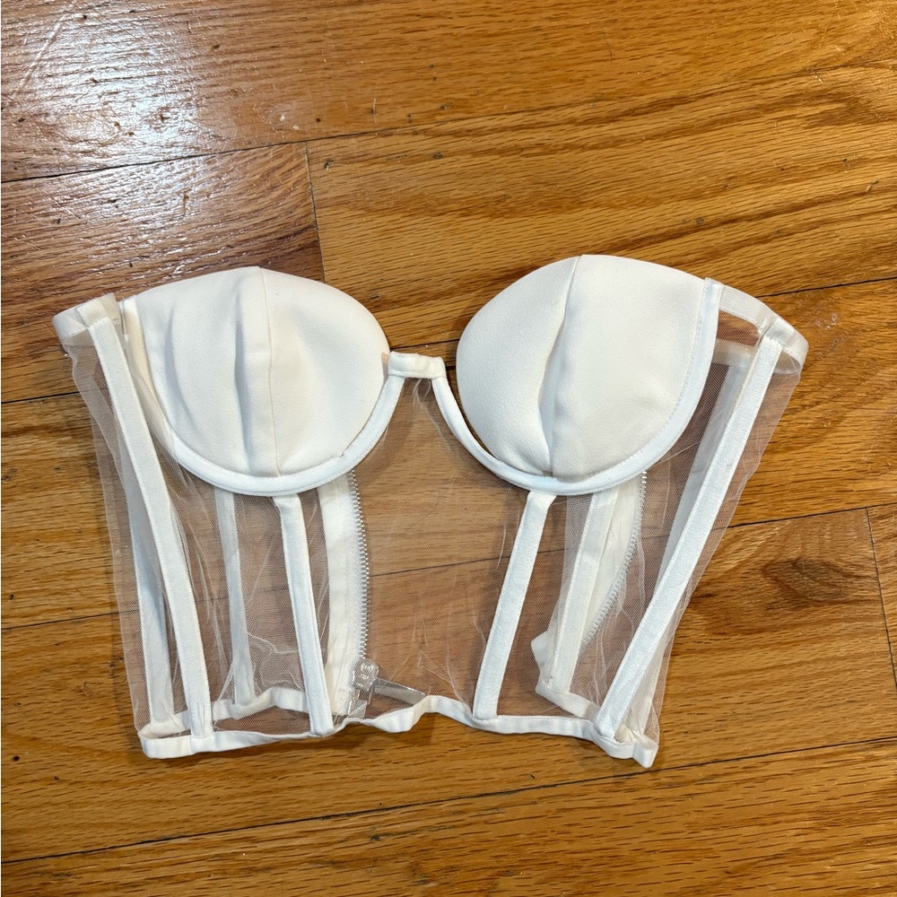 Nensi Dojaka White Bustier Top XXS